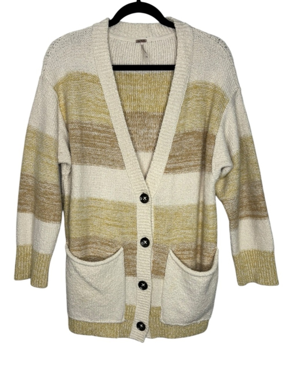 FREE PEOPLE Southport Beach Oversized Striped Chunky Knit Cardigan XS